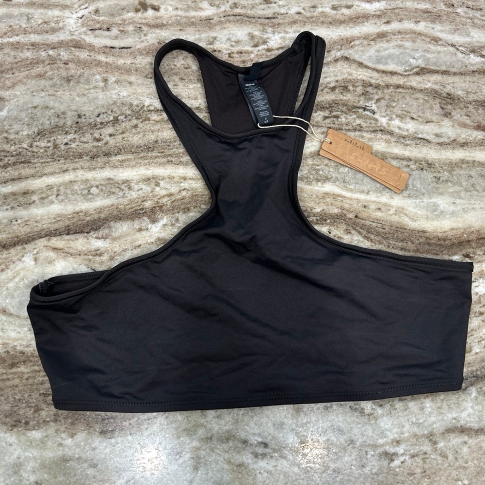 SKIMS Onyx swim Size Large - High Neck Racerback top NWT